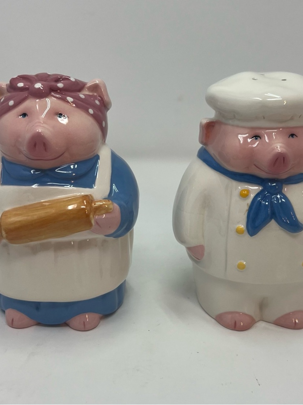 Vintage 1992 CLAY ART PIG OUT Salt & Pepper Shakers Grammycore Chef Baker
